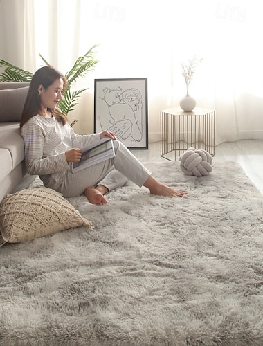  Tapis de chambre style nordique, moquette moelleuse et douce, tapis décoratif pour salon, table basse, table de chevet et chambre de fille