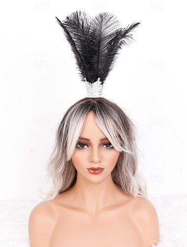  Karneval 2026 Rio Karneval Samba Tilbehør Kvinne Showgirl Fjær Hodebånd Svart Strutsfjørs Hodeplagg med Rhinstein Krone Brasil Festival Danse Kostyme