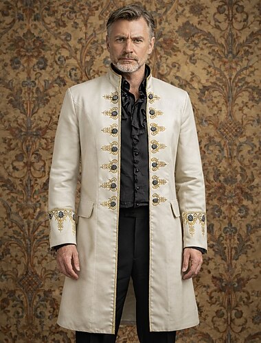  Retrò Vintage Medievale Rinascimento Cappotto Frac Abbigliamento esterno Lunghe Principe Nobile Costume Per uomo Stile Steampunk Halloween Carnevale Mascherata Fiera Rinascimentale LARP Carnevale di