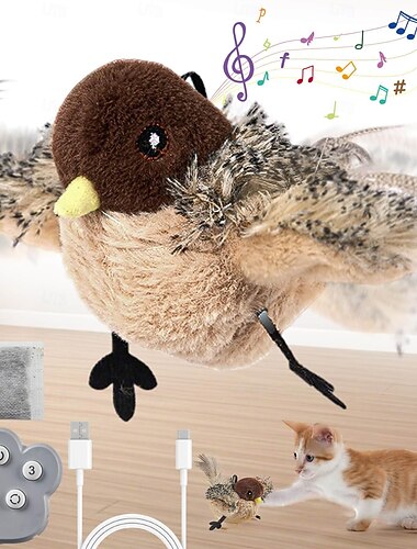  zelfrijzend gesimuleerd vogellokspeelgoed van pluche, inclusief kattenspeelgoed, huisdierspeelgoed