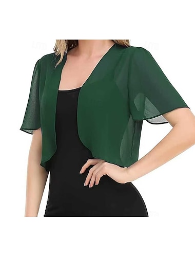  Châles Écharpe Femme Écharpes de Mère Écharpes de Mariée Écharpes d'Invité de Mariage Élégant Pur Décontracté Quotidien Manche Courte Chiffon Boléros de Mariage Avec Couleur unie Pour Quotidien Été