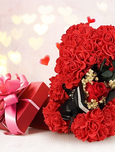  Rosenbär als Geschenk für Mama, ewiges Liebeserinnerungsstück mit für immer konservierten Rosen &Geschenkbox mit Rosenblumen-Teddybär für Frauen – Jubiläums- oder Geburtstagsgeschenk für sie