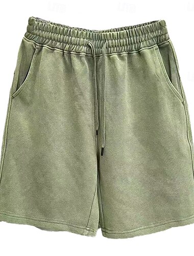  Homens Calção Shorts casuais Shorts com lavagem ácida Com Cordão Cintura elástica Cor Única Conforto Respirável Comprimento do joelho Diário Streetwear Feriado Moda Retro Vintage Preto Azul Marinha