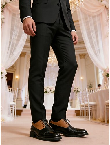  heren zwarte en bruine brogue oxford schoenen van imitatieleer – stijlvolle veterschoenen met comfortabele zool voor zakelijke en casual gelegenheden