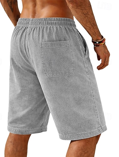  Homens Calção Shorts de verão Shorts casuais Shorts com lavagem ácida Bolsos Cintura elástica Lavado Conforto Respirável Comprimento do joelho Casual Ao ar livre Praia Férias Moda Preto Rosa Com