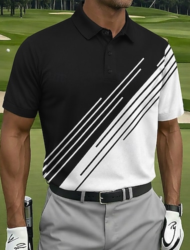  Per uomo Golf Linea Polo Sportivi Manica Corta Magliette polo Camicie con Colletto Casual Athleisure Bottoni Estate Primavera Blu Nero Giallo