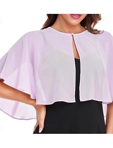  Bolero Moeder Wraps Bruids Wraps Cape Elegant Effen Casual / Dagelijks Mouwloos Chiffon Bruiloftsomslagen Met Pure Kleur Voor Dagelijks Zomer