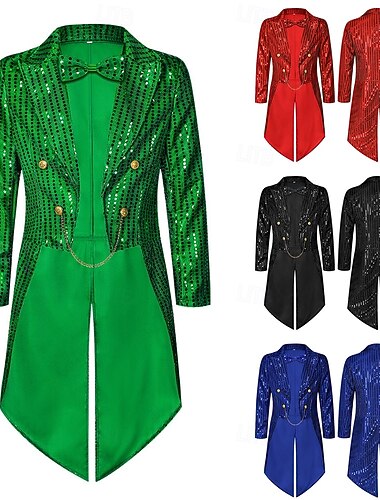  Pyhä Patrick 2026 Punk & goottilainen Keskiaika Päälystakki Takki Frakki Pitkähihainen Prinssi Haltia Aatelismies Paljetti Naamiaispuku Miesten Kuninkaallinen Steampunk Halloween Karnevaali Naamiaiset