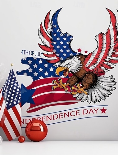  2-pakning veggklistremerker med ørn og festlig atmosfære, med selvklebende dekorative klistremerker.