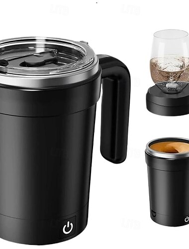  Taza de café con licuadora magnética con tapa de pajita, batidora de acero inoxidable 304, licuado rápido de 7000 rpm para batidos &Café recargable por USB para casa, oficina y viajes (bebidas frías y