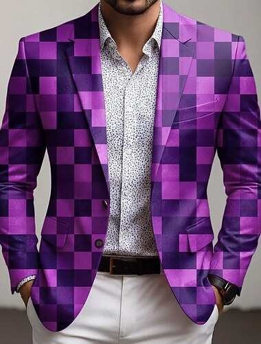  Per uomo Geometrico Giacca blazer Cappotto Confortevole Traspirante Artistico Casual Casuale Quotidiano Abbigliamento da sera Stampa 3D Bottoni Multi-tasche Primavera Autunno & Inverno Dentellato