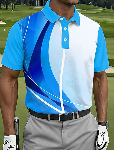  Férfi Mértani Golf Sportpólóingek Rövid ujjú Pólóingek Galléros ingek Alkalmi Sportruházat Gombok Tavaszi nyár Medence Sárga