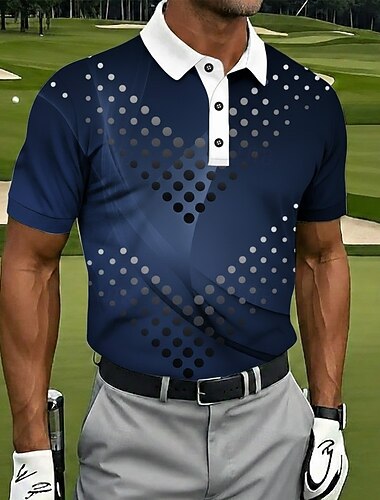  Voor heren Meetkundig Golf Sport Poloshirts Poloshirt Overhemden met kraag Casual Sportkleding Knop Zomer Lente blauw Zwart Paars