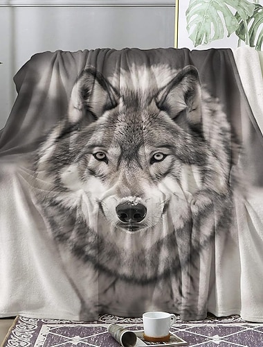  Giornata dell'indipendenza coperte in pile Coperta per divano Lupo Regalo Classico Moderno 3D Divano Da letto Coperta decorativa Coperta calda Arredamento per la casa