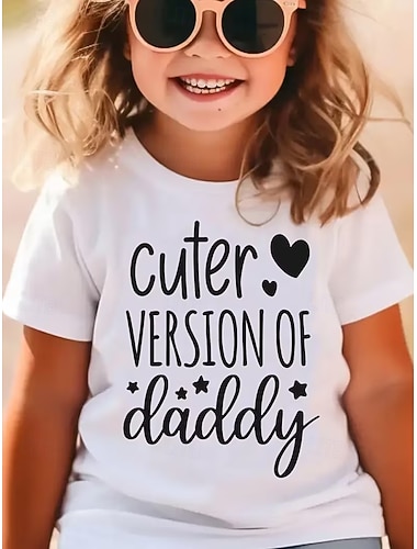  Ragazze 3D Grafico Lettera Maglietta Manica Corta Stampa 3D Estate Primavera Sport Moda Streetwear Bambini 4-12 Anni Girocollo Casuale Quotidiano All'aperto Vestibilità regolare