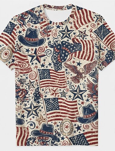  Patriotico T-shirt Maglietta grafica USA Retrò Vintage Patriotico Corte 1776-2026 per Unisex Adulti Stampa 3D  per Giorno dell'Indipendenza / 4 Luglio 4 Luglio