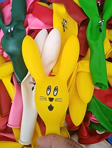  20 عبوة من البالونات بشكل رأس أرنب لطيف - لاتكس بألوان مختلطة، مثالي للاحتفالات بعيد الفصح وزينة المهرجانات بتصميم أذنه الطويلة.