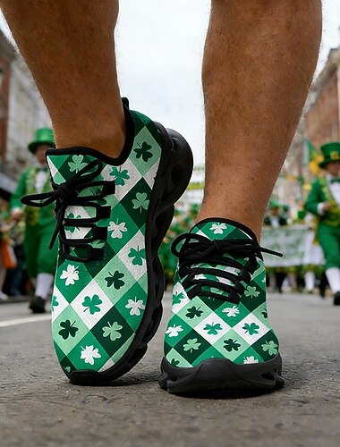  Grüne Kleeblatt-Sneaker für Herren zum St. Patrick's Day – atmungsaktive und bequeme Laufschuhe für die Irish Parade, Spaziergänge im Freien, Feiertagsveranstaltungen und den Alltag