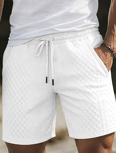  Herren Shorts Sommershorts Strandshorts Freizeitshorts Kordelzug Elastischer Bund Strukturiert Einfarbig Komfort Atmungsaktiv Kurz Täglich Outdoor Ferien Urlaub Mode Schwarz Weiß Mikroelastisch