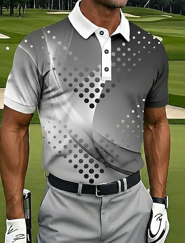  Per uomo Geometrico Golf Polo Sportivi Magliette polo Camicie con Colletto Casual Athleisure Bottoni Estate Primavera Blu Nero Viola