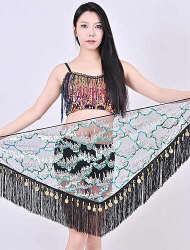  Samba Dancewear Multi-kleur Sequin Franje Munt Buikdans Heupsjaal Performancenkostuum