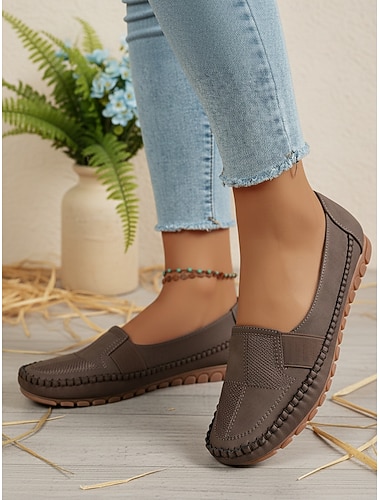  Dames Koffie Slip-On Moccasins Loafers - Zachte Gevoerde Casual Flats voor Dagelijks Comfort Wandelen Werk Reizen en Dagelijks Gebruik