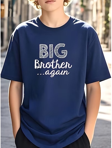  Ragazzi 3D Grafico Lettera Maglietta Manica Corta Stampa 3D Estate Primavera Sport Moda Streetwear Bambini 4-12 Anni Girocollo Casuale Quotidiano All'aperto Vestibilità regolare