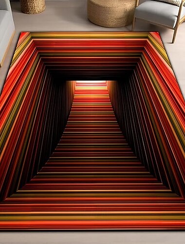  Объёмный оптический 3D-ковёр в богемном стиле, бирюзового и ржаво-коричневого цвета, с замысловатым узором в виде медальонов, идеально подходит для уютной гостиной, ванной комнаты или прихожей.