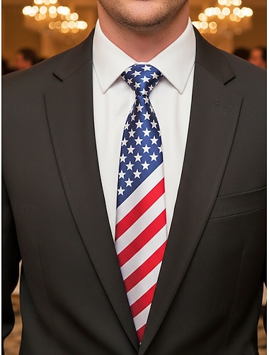  Verenigde Staten 250e verjaardag Mannen Patriotische Strik  Stropdas Set Polyester Amerikaanse Vlag Ontwerp Klassieke Formele Stijl voor de VS Onafhankelijkheidsdag Parades Feesten  Vieringen