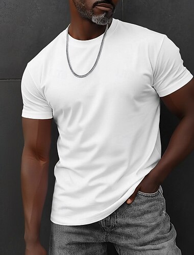  Herren T-Shirt T-Shirt aus 100 % Baumwolle Kurzarm Rundhalsausschnitt Sommer Frühling Einfarbig Strickware Urlaub Vintage Basic Rein Lässig Heim Outdoor Kamel Schwarz Rosa Top T-Shirt für Herren