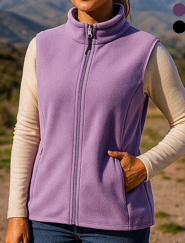  Damskie Płaszcz zimowy Kamizelka polarowa Kamizelka termiczna Zima Jesień Na wolnym powietrzu Keep Warm Yelek Łowiectwo Wędkarstwo Wspinaczka Czarny Jasnofioletowy Fioletowy