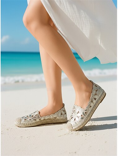  Witte kanten espadrille flats voor dames – ademende instappers met bloemenuitsnijdingen voor de zomer, het strand en casual uitjes