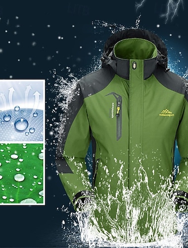  Homens Jaqueta de Chuva Ao ar livre Prova-de-Água A Prova de Vento Roupas de caminhada Roupas de caminhada Primavera Outono Anoraques Retalhos Cinzento Escuro Preto Amarelo