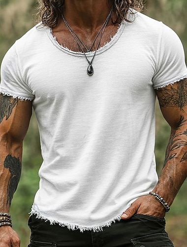  Per uomo Maglietta Maglietta in lino Manica Corta Maniche Corte Girocollo Estate Semplice Moda Designer Essenziale Morbido Senza bordo Casuale Vacanza Streetwear Blu chiaro Nero Bianco Maglietta Top