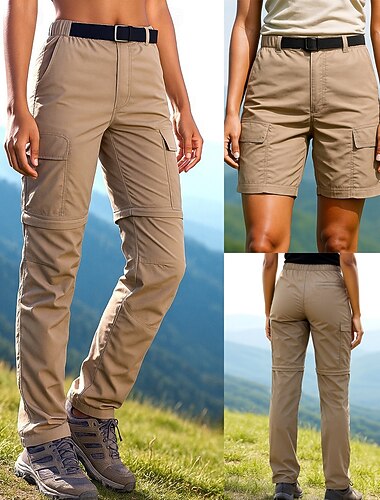  Damen Abzippbare Hosen Wanderhosen Wasserdichte Hosen Softshellhosen Frühling Herbst Außen Normale Passform Wasserdicht Winddicht Unterteile Tasche Elastischer Bund Schwarz Armeegrün Camping