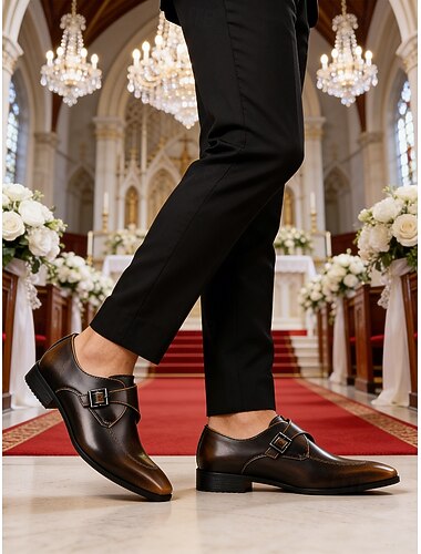 Miesten klassiset mustat pukukengät – ensiluokkaista keinonahkaa solkikiinnityksellä, täydelliset häihin ja juhlatilaisuuksiin