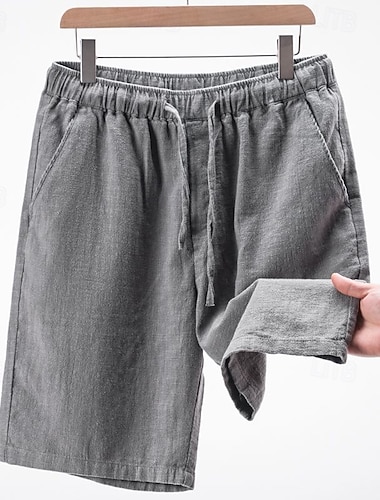  Herren Shorts Leinenshorts Sommershorts Strandshorts Kordelzug Elastischer Bund Einfach Komfort Atmungsaktiv Knielang Strand Urlaub Ferien Täglich Hawaiianisch Weiß Marineblau Unelastisch