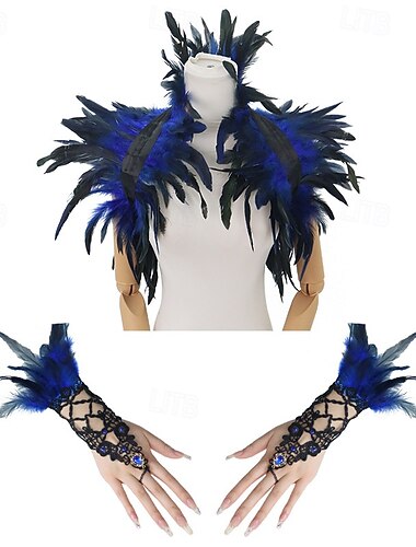  karneval 2026 rio karneval samba tilbehør gotisk fjærkrage &håndleddsmansjetter cosplay-sett brasil festival forestillingskostyme