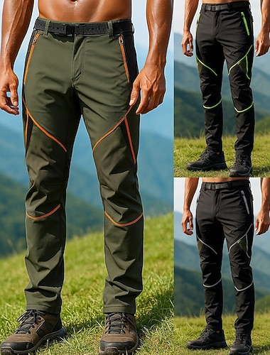  Męskie Spodnie turystyczne Spodnie wodoodporne Spodnie softshell Wiosna Jesień Na wolnym powietrzu Regularny Wodoodporny Odporność na wiatr Doły Kieszeń Zieleń wojskowa Zielony Kemping i turystyka