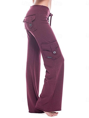  Dames Cargohosen Broek Zomerbroek Vakantie Modieus Casual / Dagelijks Volledige lengte Medium Taille Effen Kleur Effen Trekkoord Zak Recht been Comfort Zacht Ademend Inelastisch Buiten Streetwear