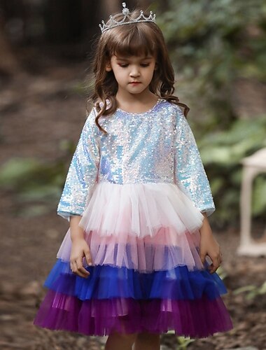  フラワーガールドレス 女の子 フォーマルドレス 結婚式の服装 パーティー 結婚式 フォーマル ファッション プリンセス 美しい スパンコール メッシュ 長袖 クルーネック ホワイト ピンク 4年以上