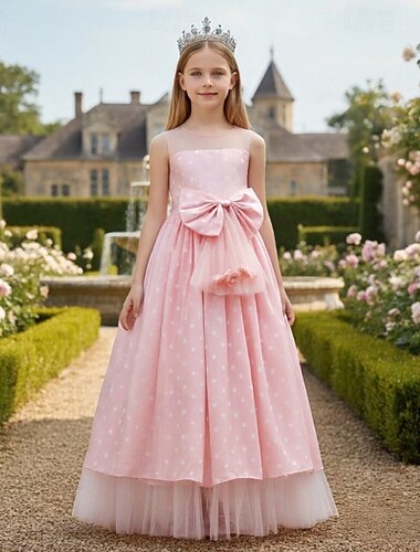  Rochie Fete Flori Fete Rochie formală Ținuta de nuntă Petrecere Nuntă Oficial Modă Prințesă Frumoasa Peteci Plasă Floral Fără manșon Stil Nautic Șampaniu Roz Îmbujorat 4 ani +
