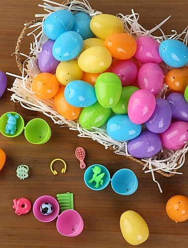  50/100 sztuk Napełnianych Jajek Wielkanocnych z Zawiasami Jaskrawo Kolorowe Plastikowe Jajka Wielkanocne Idealne na Polowania na Jajka Jajka Niespodzianki i Zestawy Aktywności na Wielkanoc