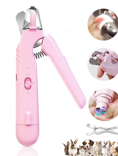  Aparador e lixa de unhas 2 em 1 para cães, recarregável via USB, com luz e funcionamento silencioso. Ideal para cães, gatos e filhotes de pequeno, médio e grande porte.