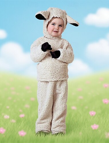 Costume da band di animali Costume di Carnevale Felpa con cappuccio Pigiama Kigurumi Pecora Animale Cosplay Bambini Unisex Halloween Carnevale Settimana del libro Performance Sinfonia di storie