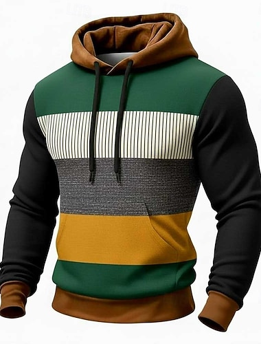 Homens Geométrica Xadrez Moletom Moda Diário Gola Redonda Casa Streetwear Festa Azul Marron Verde Com Cordão Outono Inverno Designer S M L XL XXL XXXL