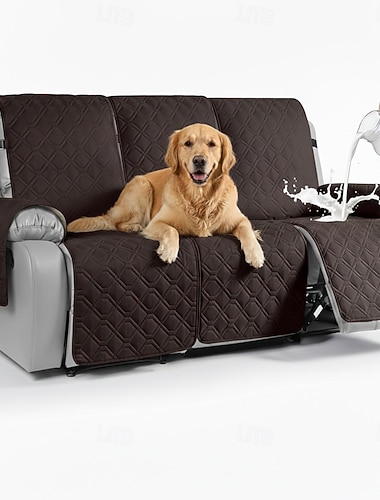  100 % wasserdichter, gesteppter Relaxsesselbezug für 3-Sitzer, 1-teilig, waschbar, rutschfest, mit elastischen Bändern und Tasche für Hunde und andere Haustiere, Schokolade