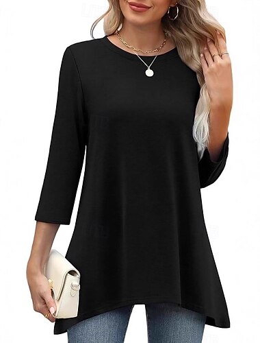  Pentru femei Elegant Elegant Boemia Epocă Lungime Manșon 3/4 Stil Nautic Rotund Topuri lungi Zilnic Sport Coral Negru Alb Albastru regal Vară Primăvară Toamnă