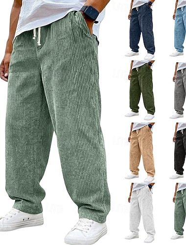  Herren Hose Cordhose Baggy-Hosen Freizeithose Kordelzug Elastischer Bund Einfach Komfort Atmungsaktiv Volle Länge Lässig Täglich Outdoor Mode Streetwear Blau Schwarz Mikroelastisch