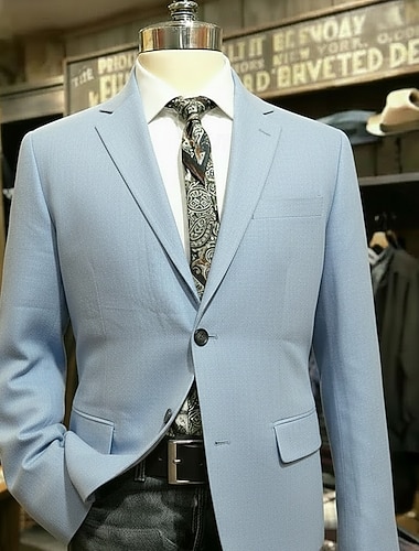  Herre Blazer jakke Blazer i lin Halskrage Retro Rød Klassisk Kontor Ensfarget Blazer i lin Svart Hvit Rosa Skreddersydd Single Breasted To-knapper